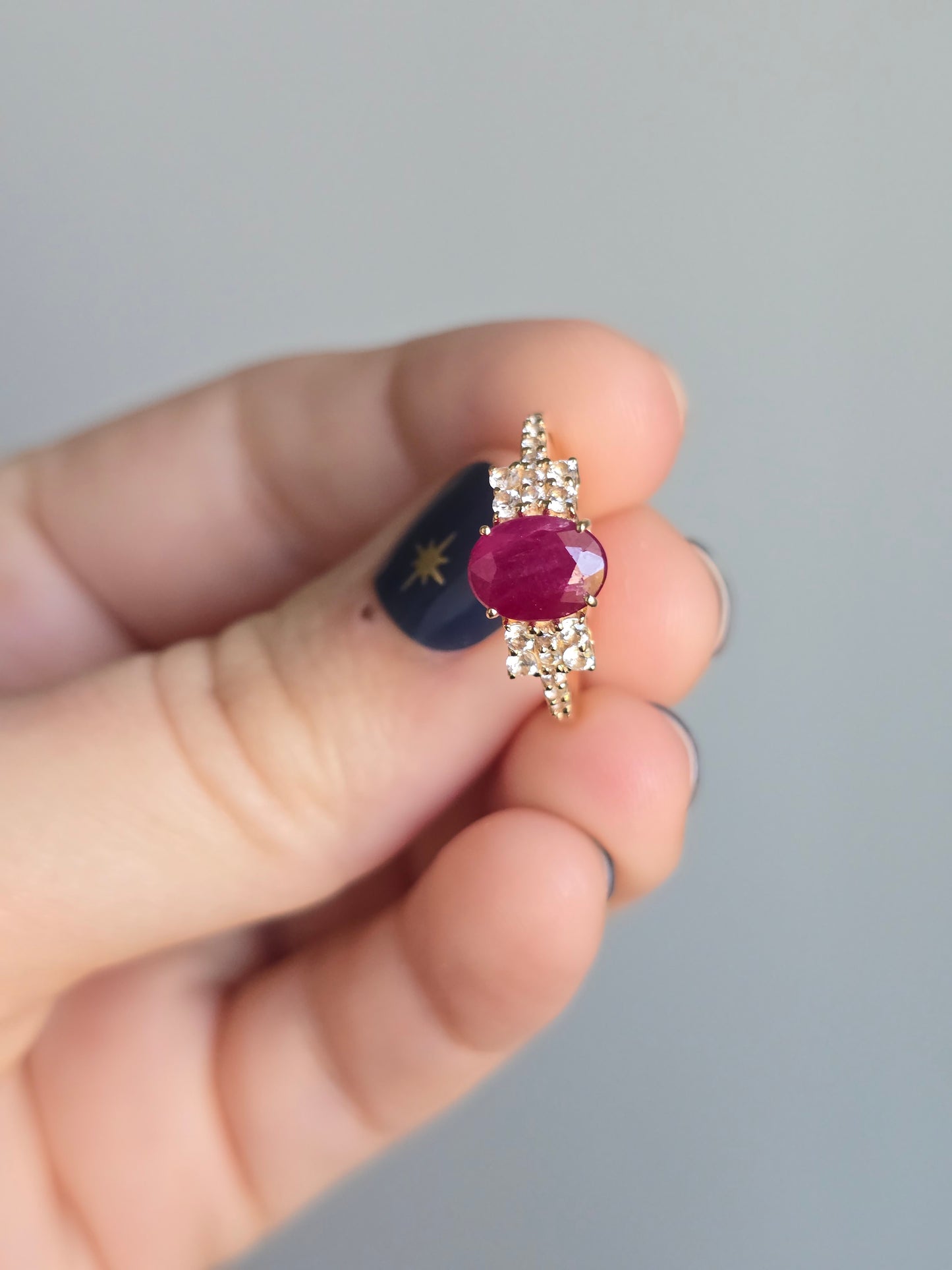 14k Yellow Gold 1.69ct Ruby and White Sapphire Ring