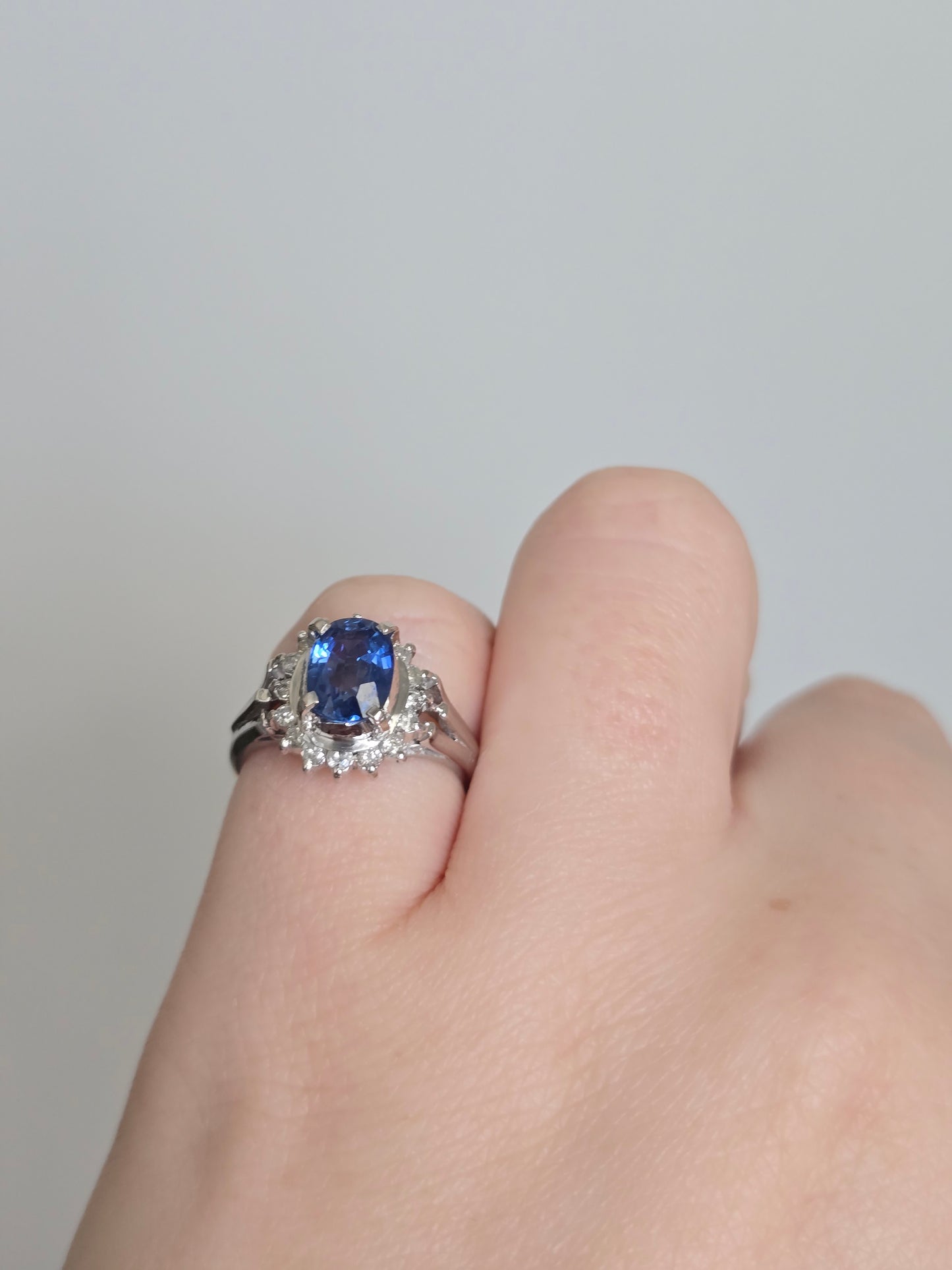Platinum 1.32 CT Sapphire and Diamond Ring