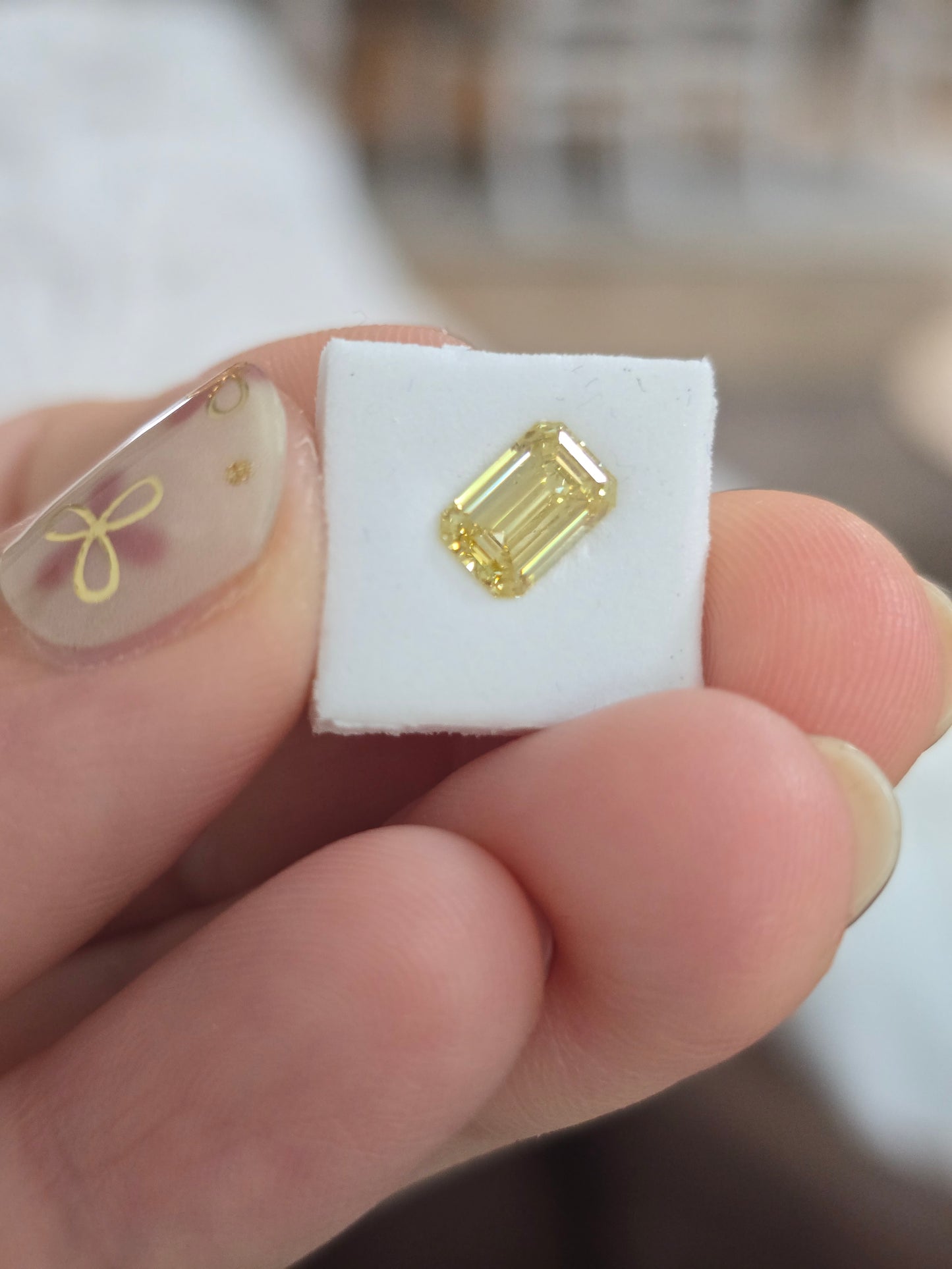 Loose 1.03 CT Emerald Cut Lab Grown Fancy Intense Yellow Diamond with IGI Report