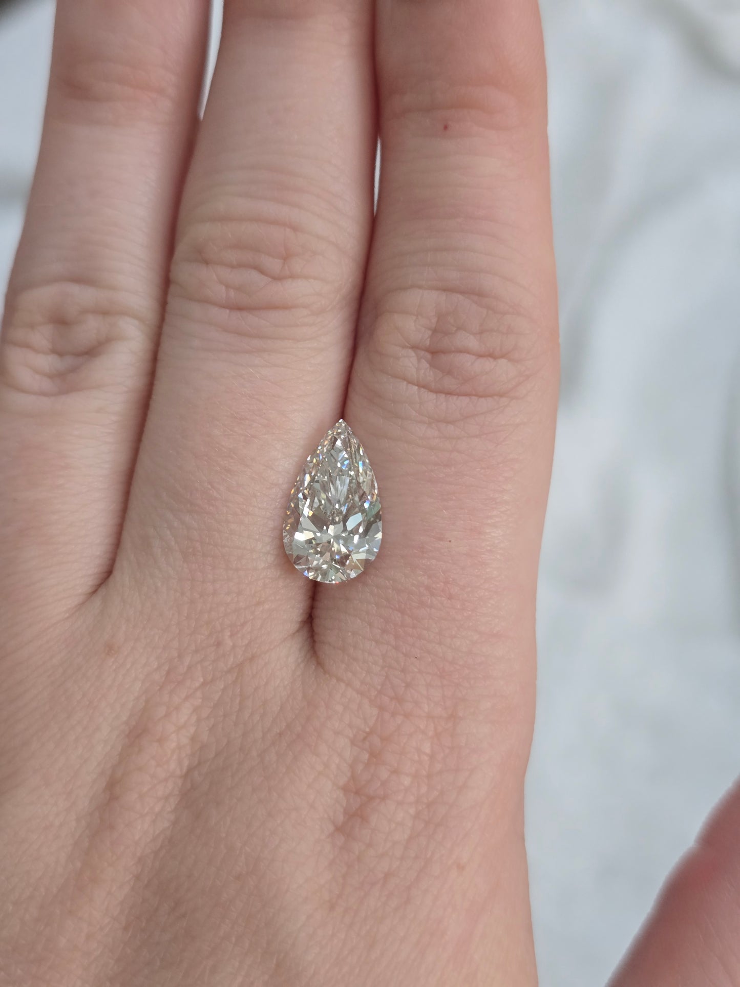 Loose 4.07 CT Pear Lab Grown Diamond with IGI Report