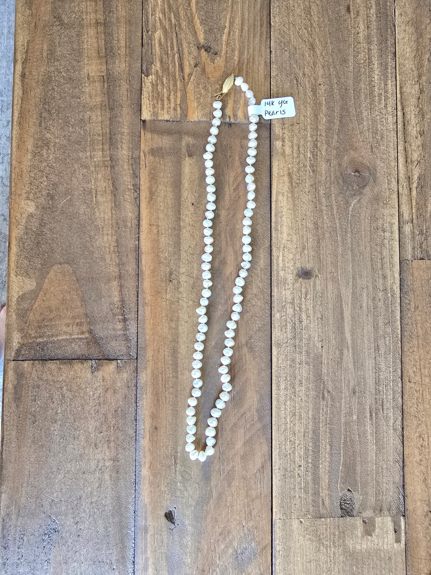 14K Yellow Gold Pearl Necklace