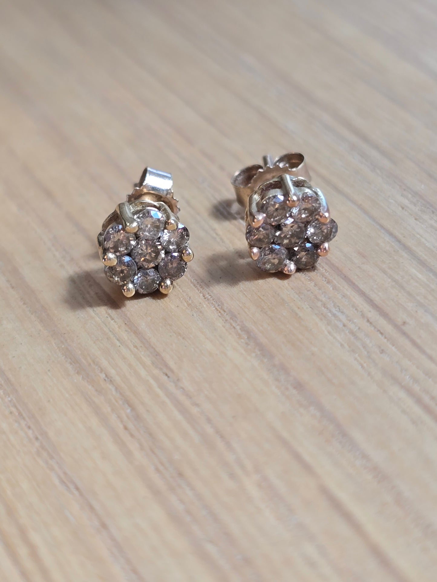10K Yellow Gold Fancy Brown Diamond Stud Earrings