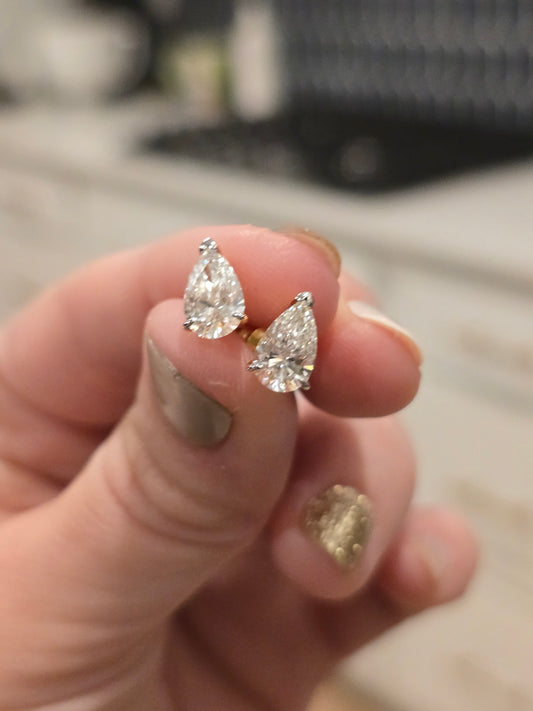 14K Yellow Gold 2.16 CTW Lab Grown Diamond Stud Earrings with IGI Reports