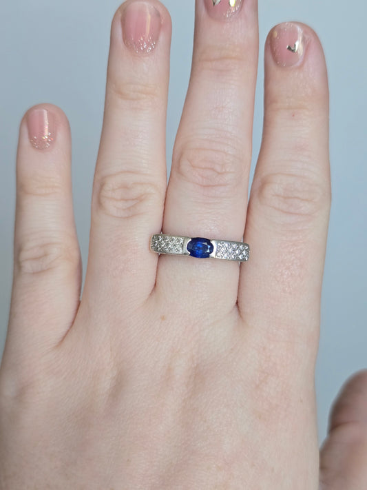 Platinum Sapphire and Diamond Ring