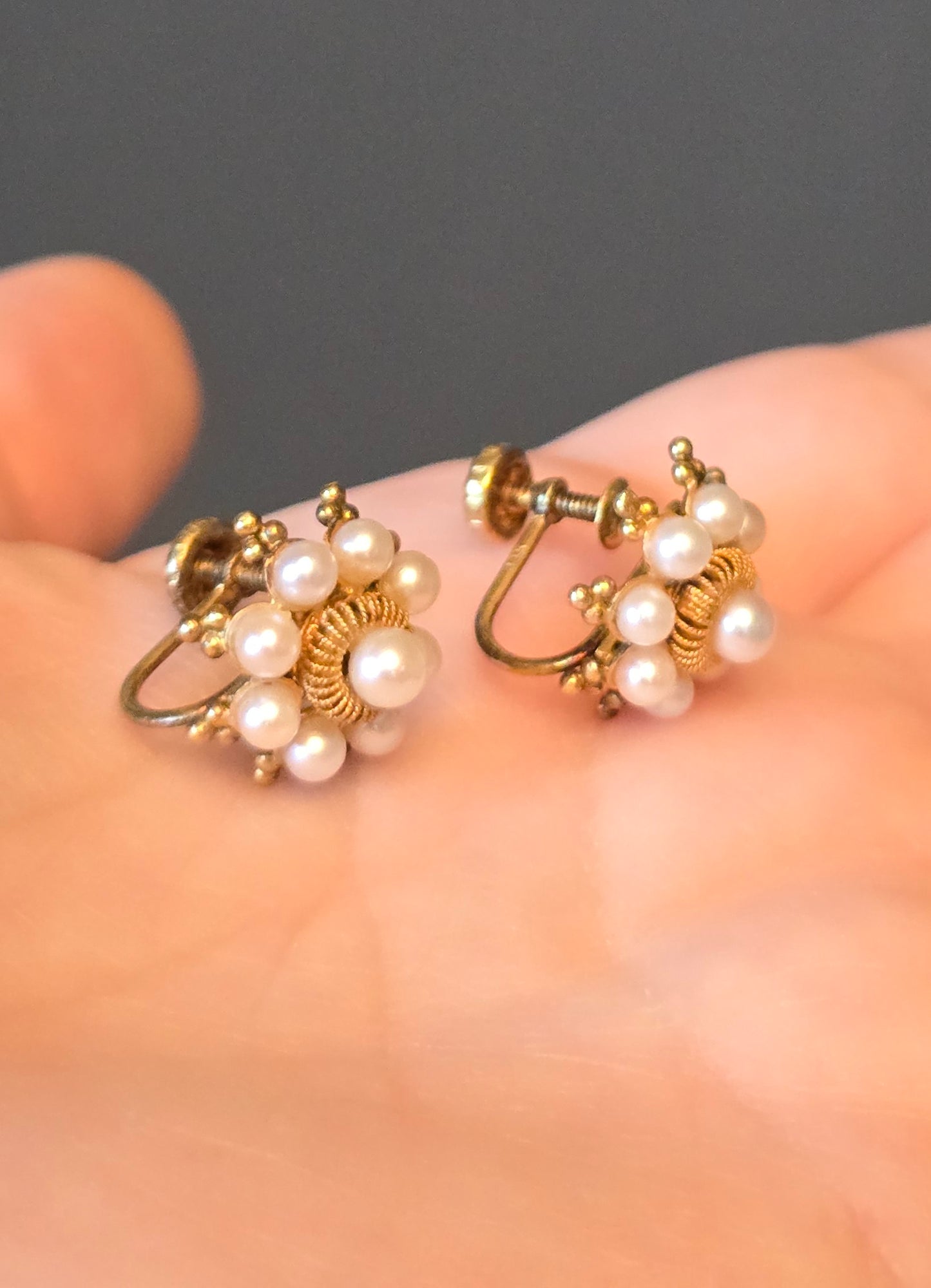 Vintage 14K Gold and Pearl Earrings