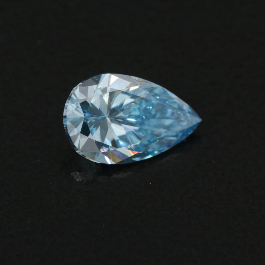 Loose 1.00 CT Pear Lab Grown Fancy Blue Diamond