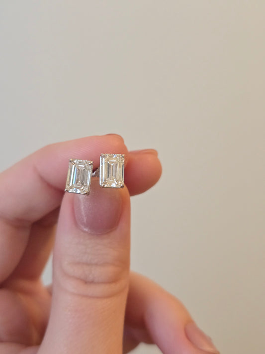 14k White Gold 3ct Lab Diamond Studs