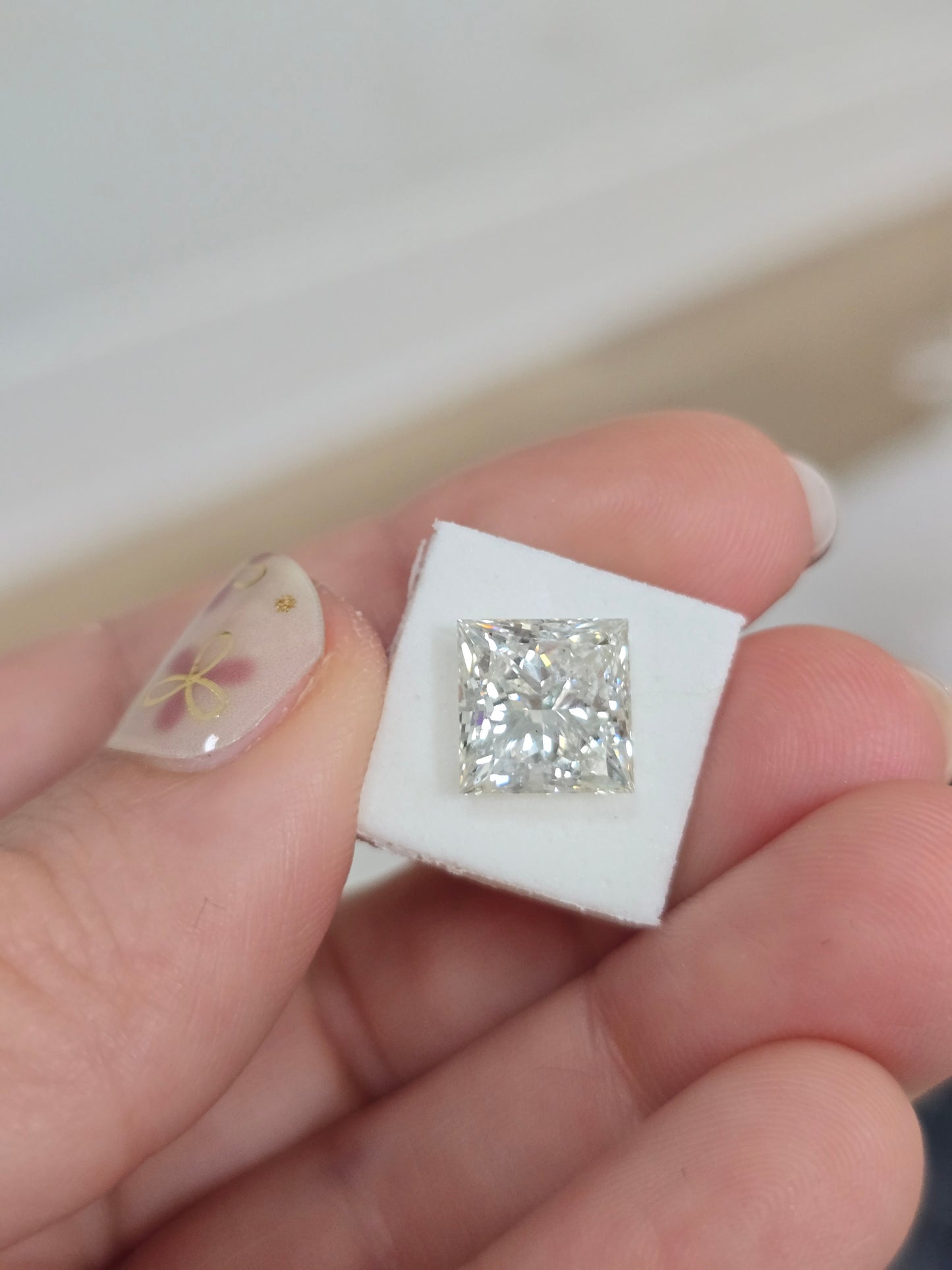 Loose 4.09 CT Princess Cut Lab Grown Diamond with IGI Report