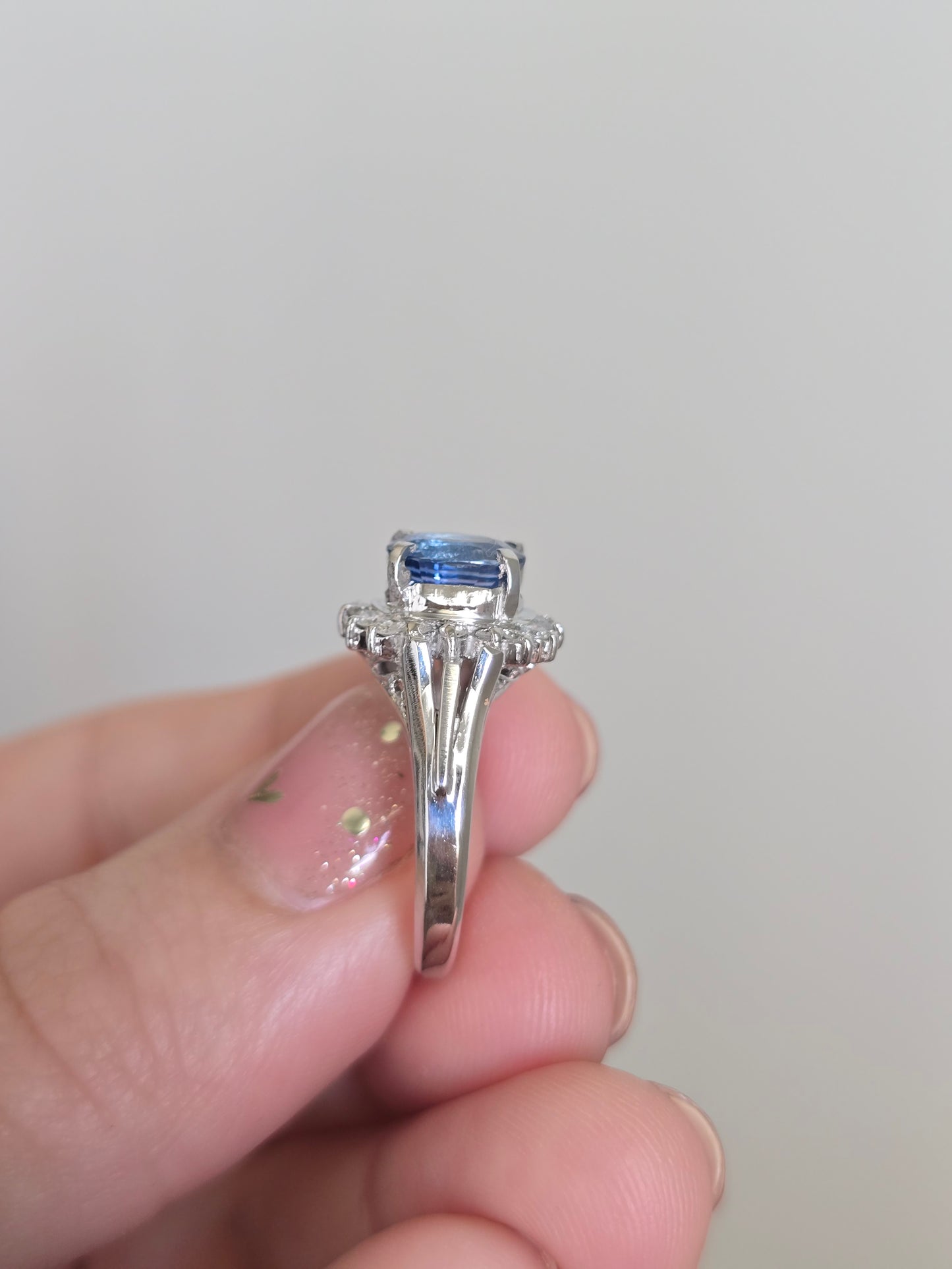 Platinum 1.32 CT Sapphire and Diamond Ring