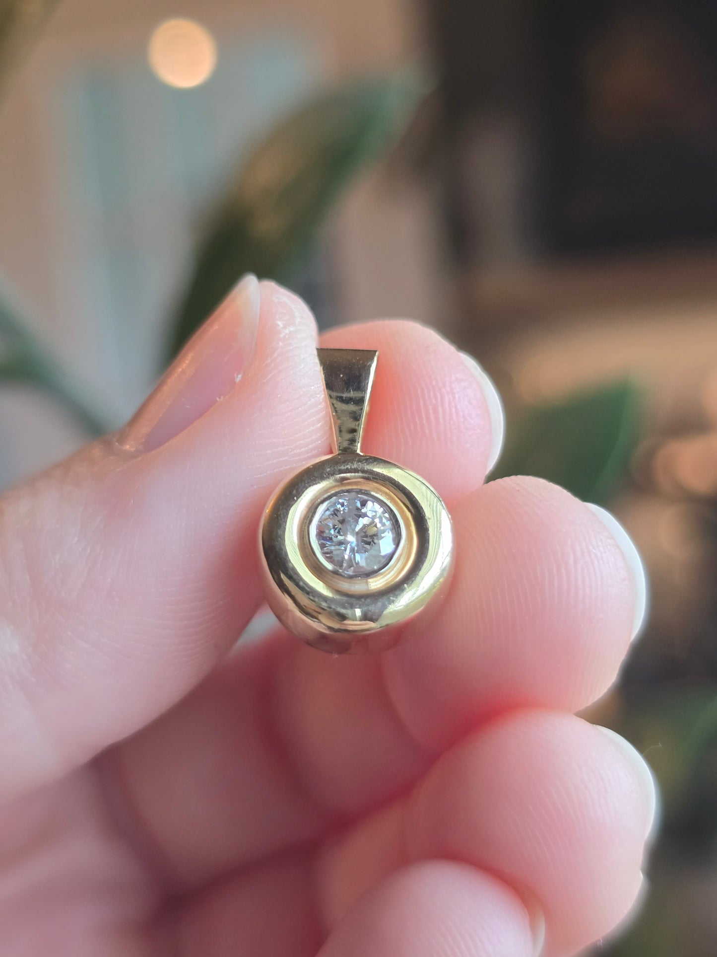 14K Yellow Gold 0.40 CT Diamond Solitaire Pendant