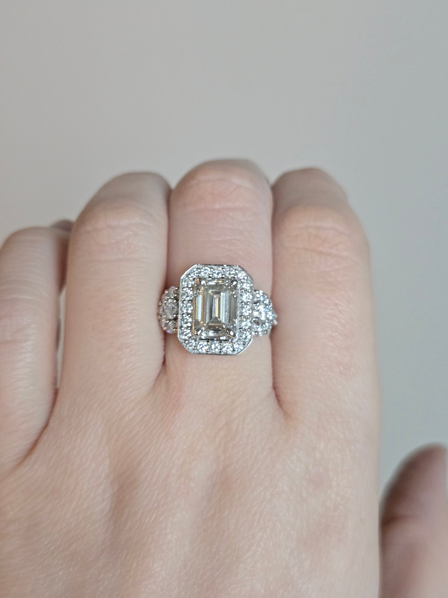 14kt White Gold 4.01ct Emerald Cut Lab Diamond Ring