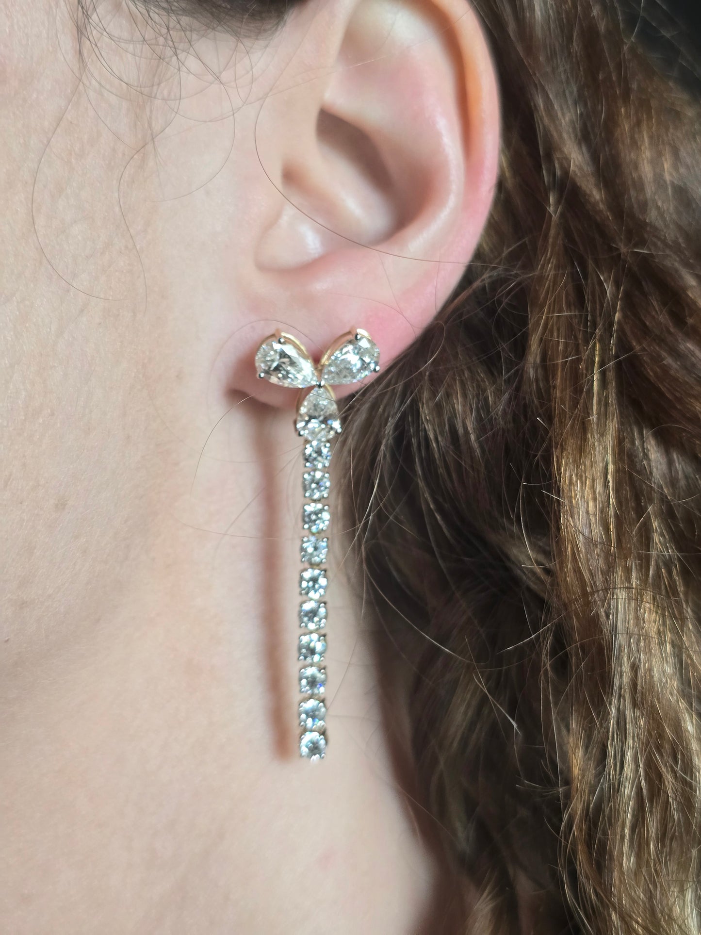 14k Gold 8.13 ct Lab Diamond Dangle Earrings