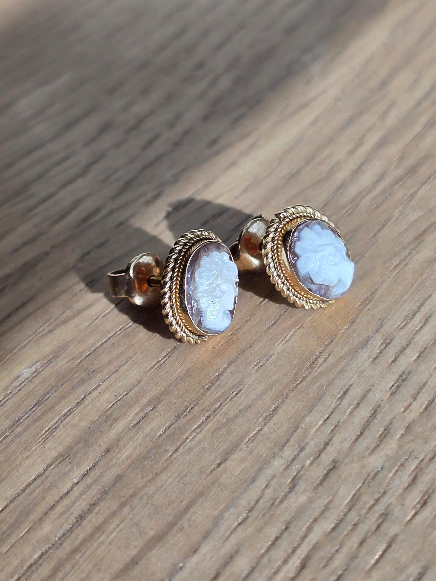 18K Cameo Stud Earrings
