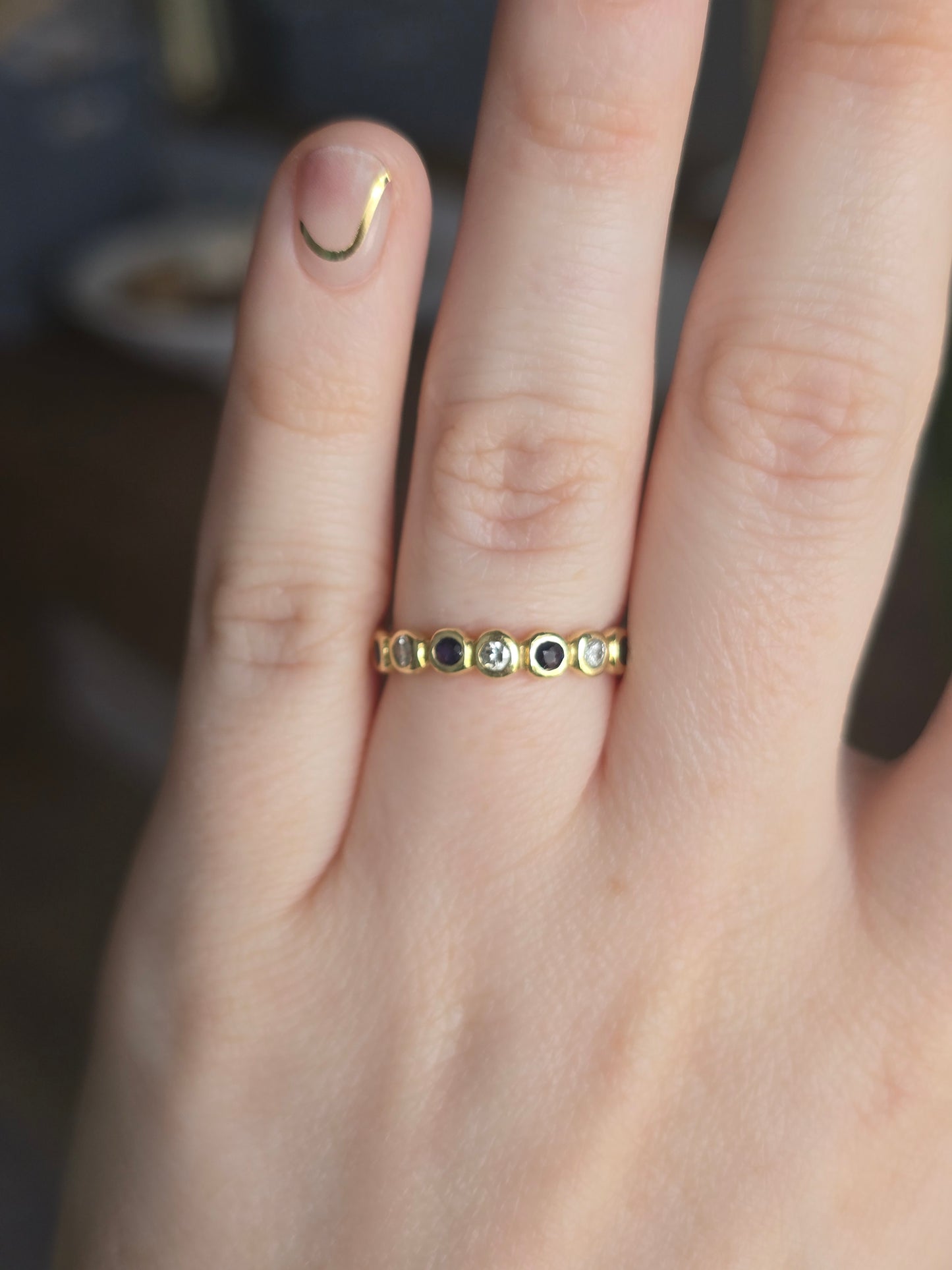 18k Yellow Gold Sapphire and Diamond Ring