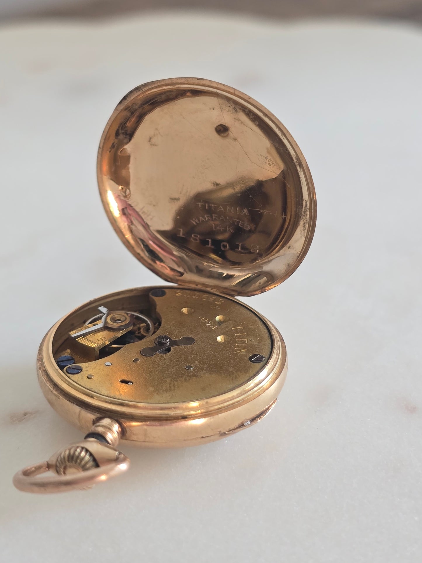 Antique 14K Gold Elfin Pocket Watch - Stem Wind - Solid Gold Case