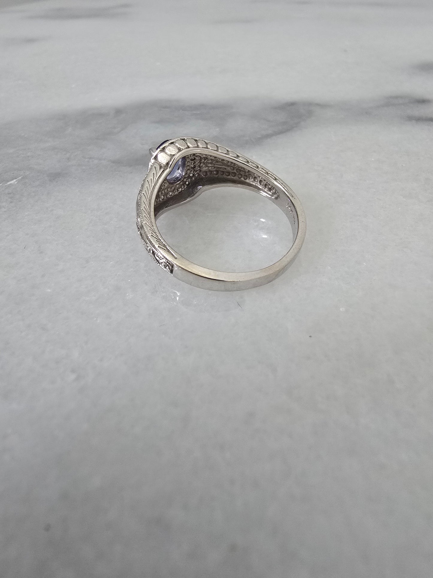 14k White Gold Tanzanite and Diamond Ring