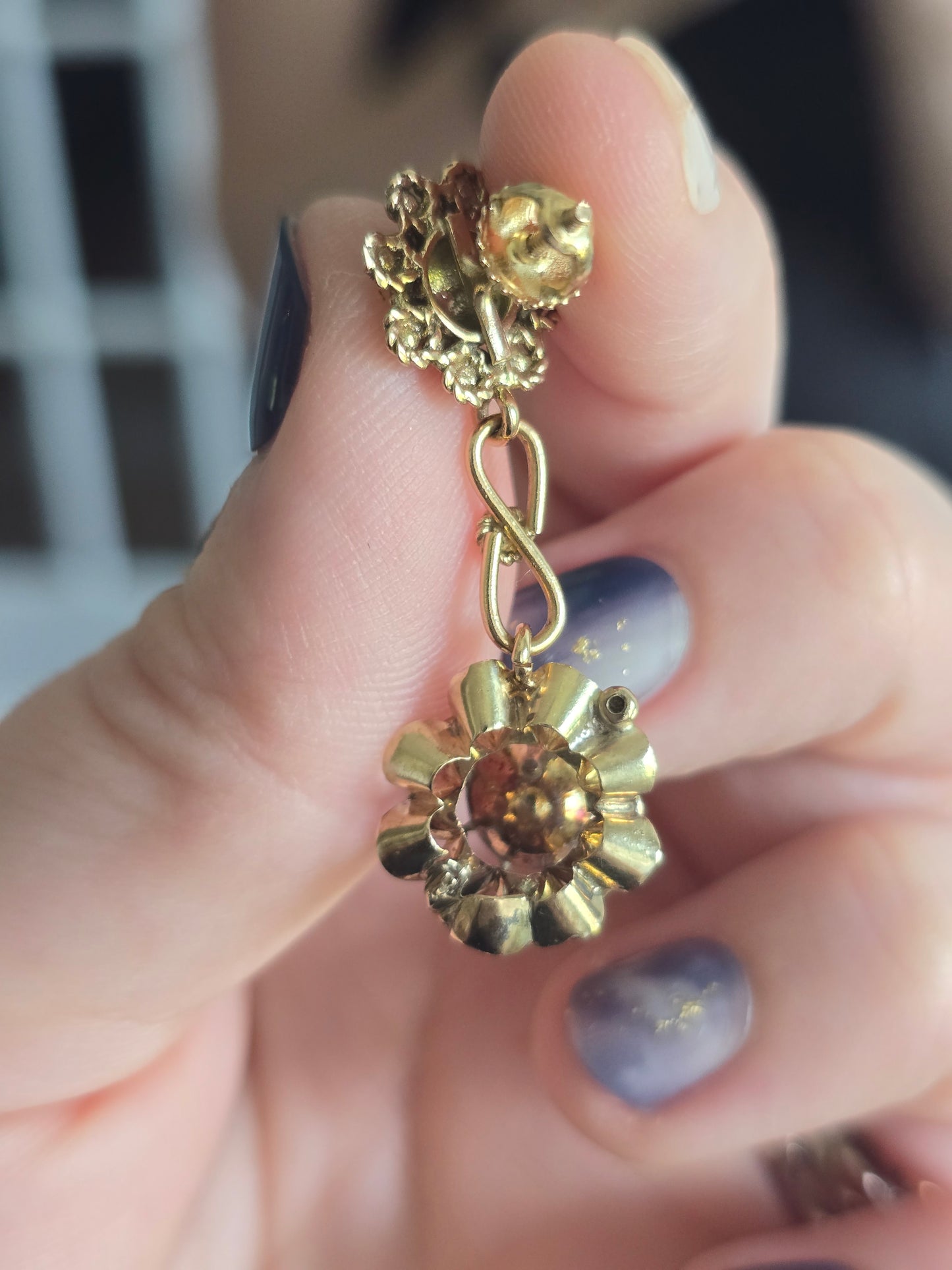 Vintage 14k and 10k Yellow Gold Diamond Earrings