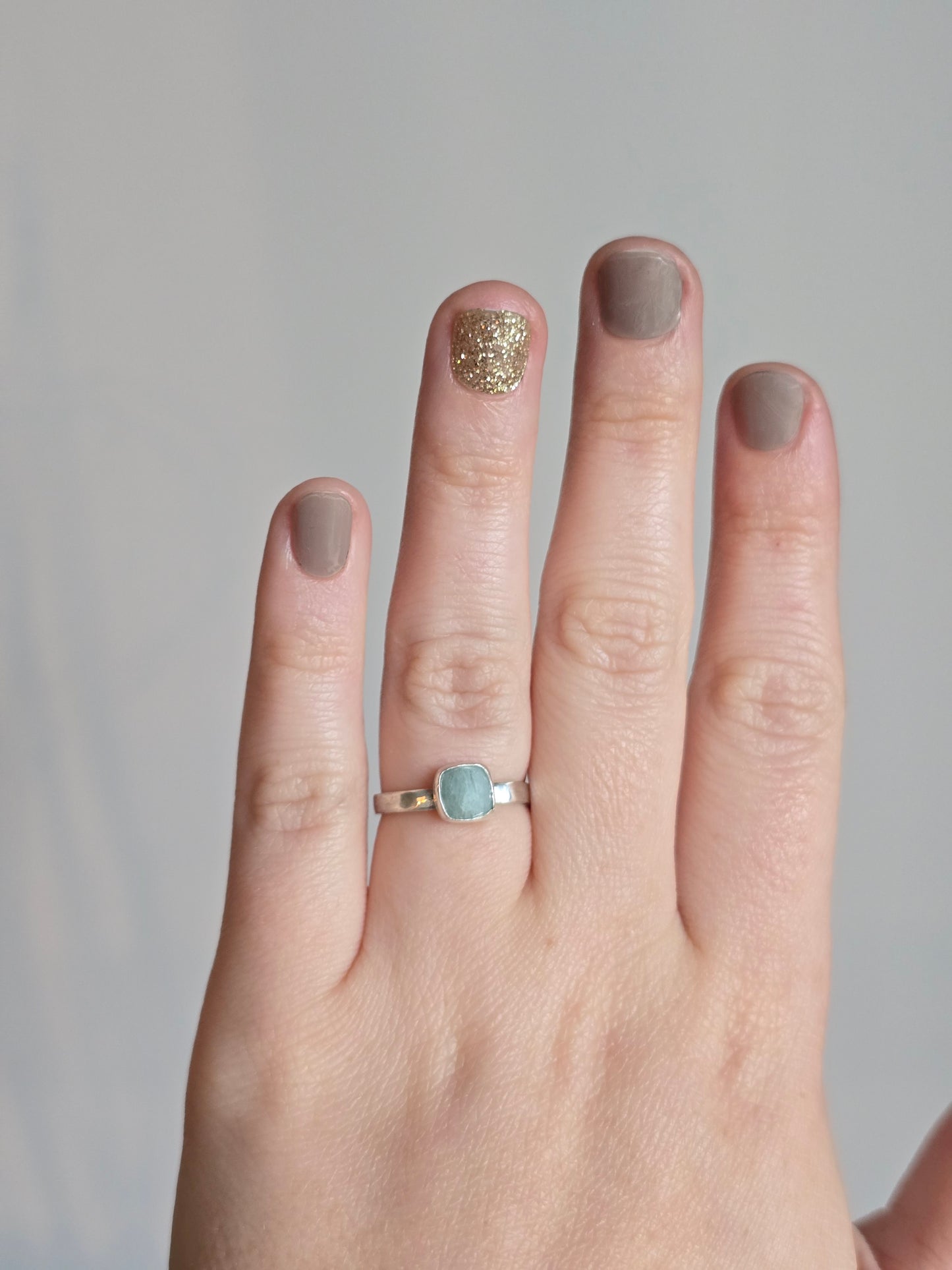 Made to Order - Glow Aquamarine Wide Stacker Ring
