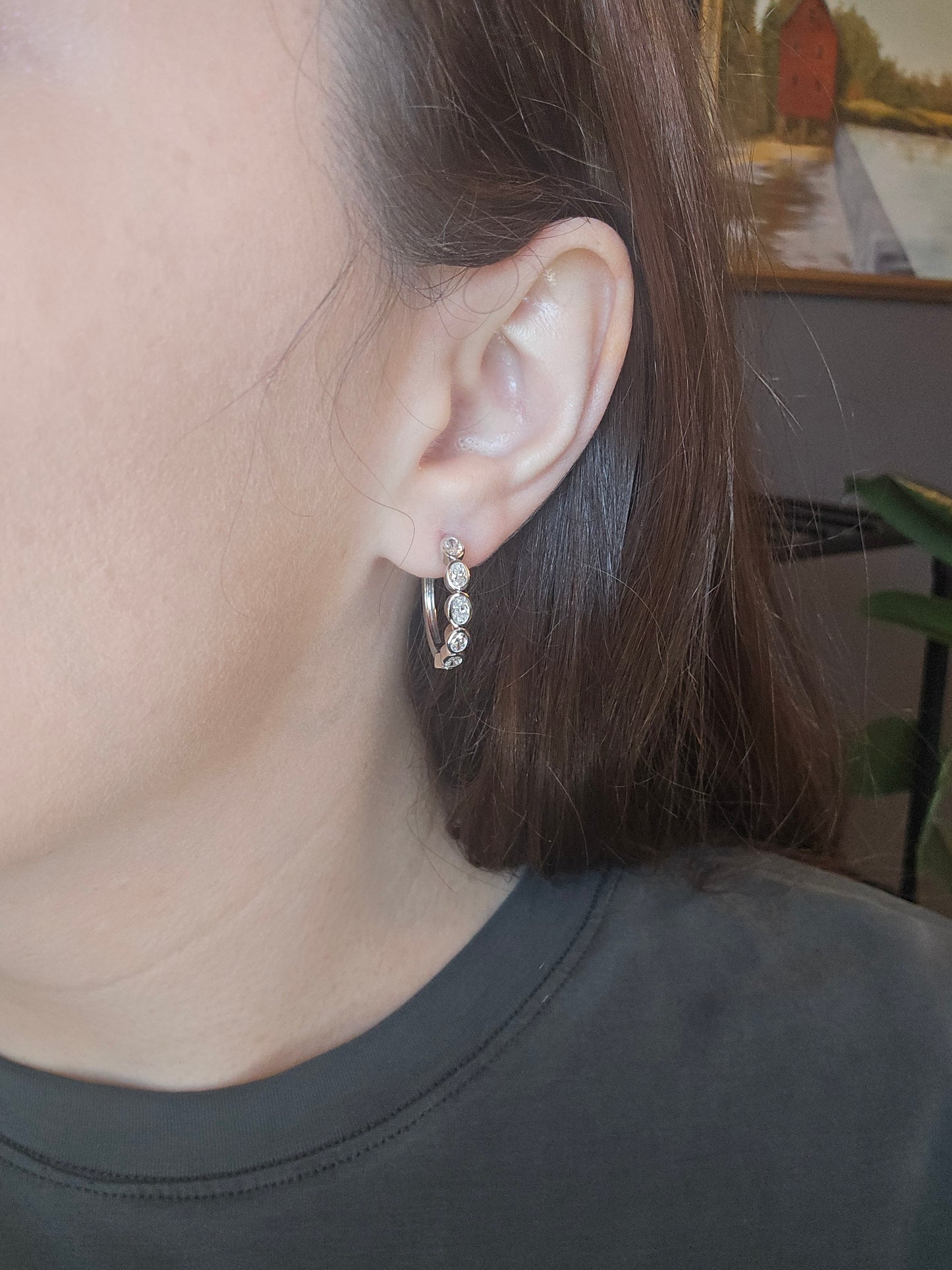 14K 2.10 CTW Lab Grown Diamond Hoop Earrings