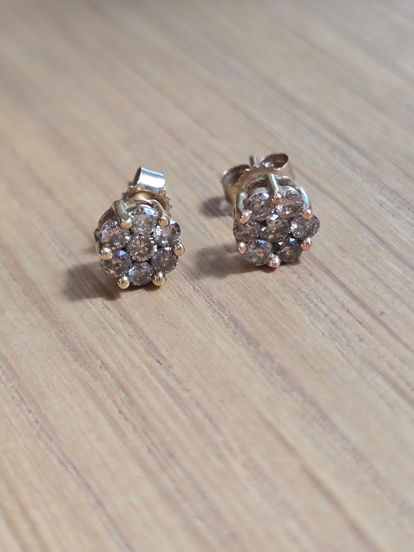 10K Yellow Gold Fancy Brown Diamond Stud Earrings