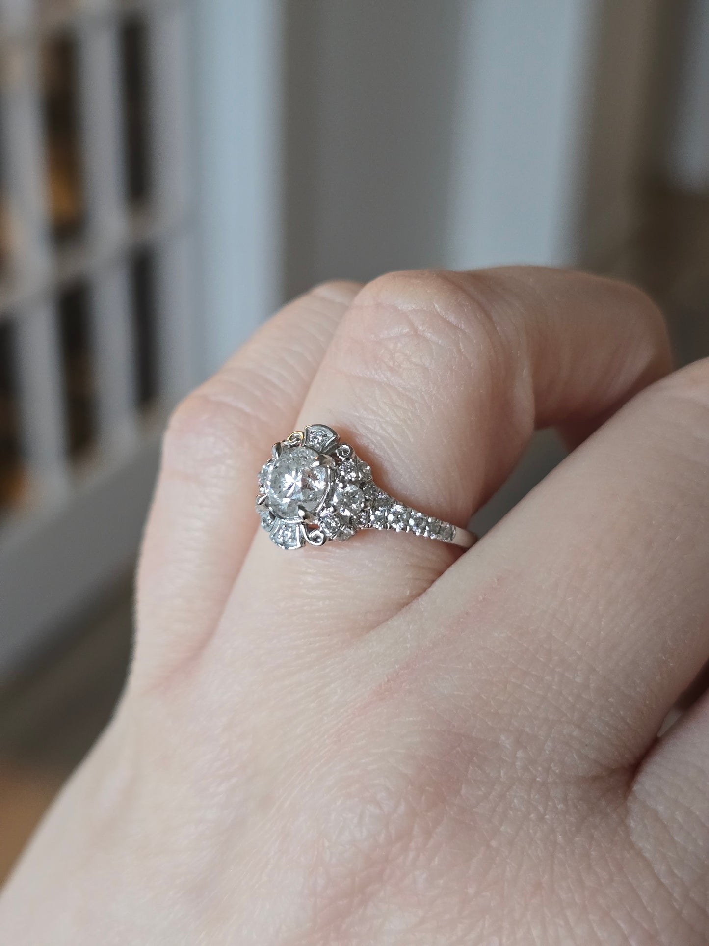 14k White Gold 1.55ct Round Natural Diamond Ring