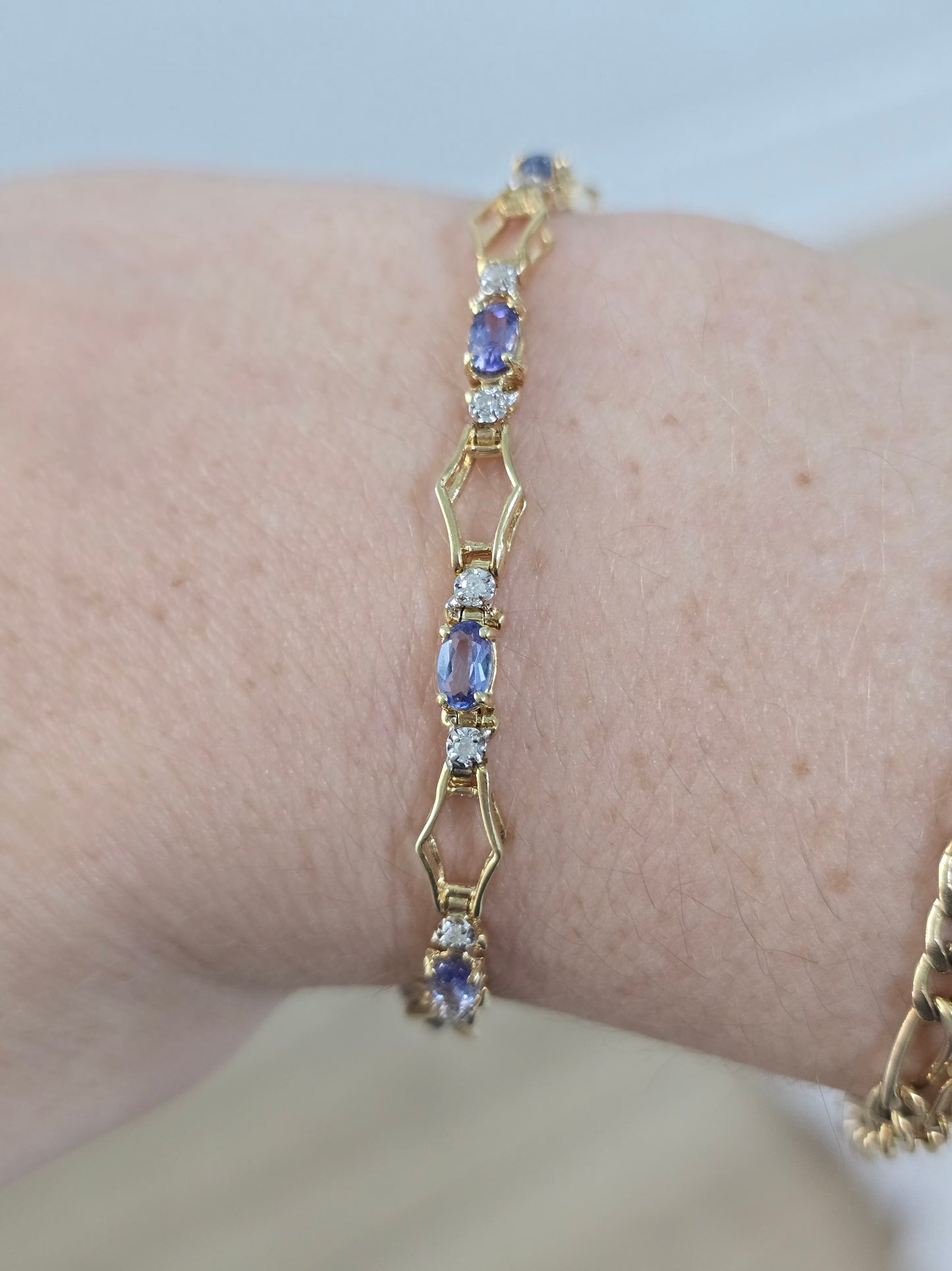 14K Yellow Gold Tanzanite and Diamond Bracelet