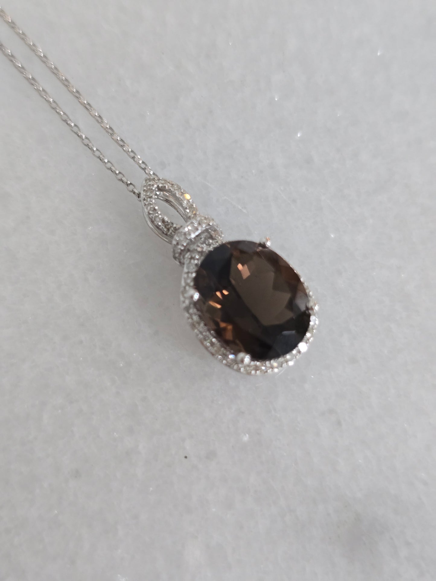 14K Smoky Quartz and Diamond Necklace