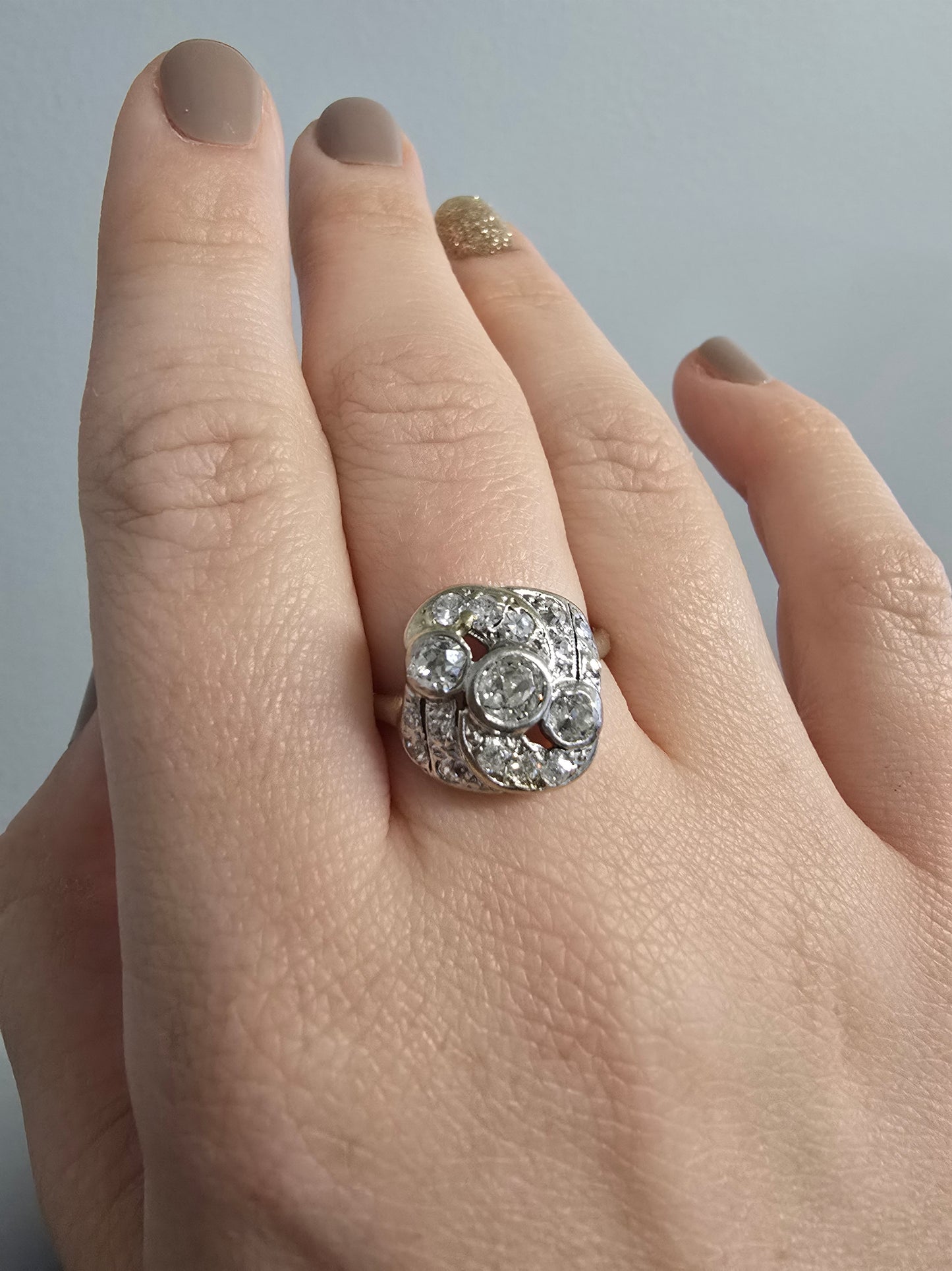 14k White Gold Art Deco Ring