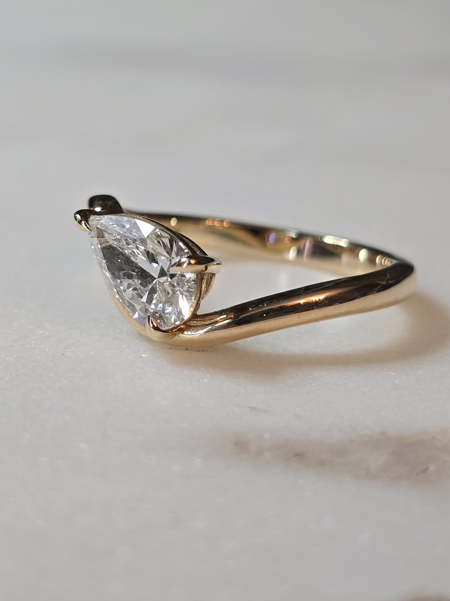 10k 1ct Pear Cut Lab Diamond Ring