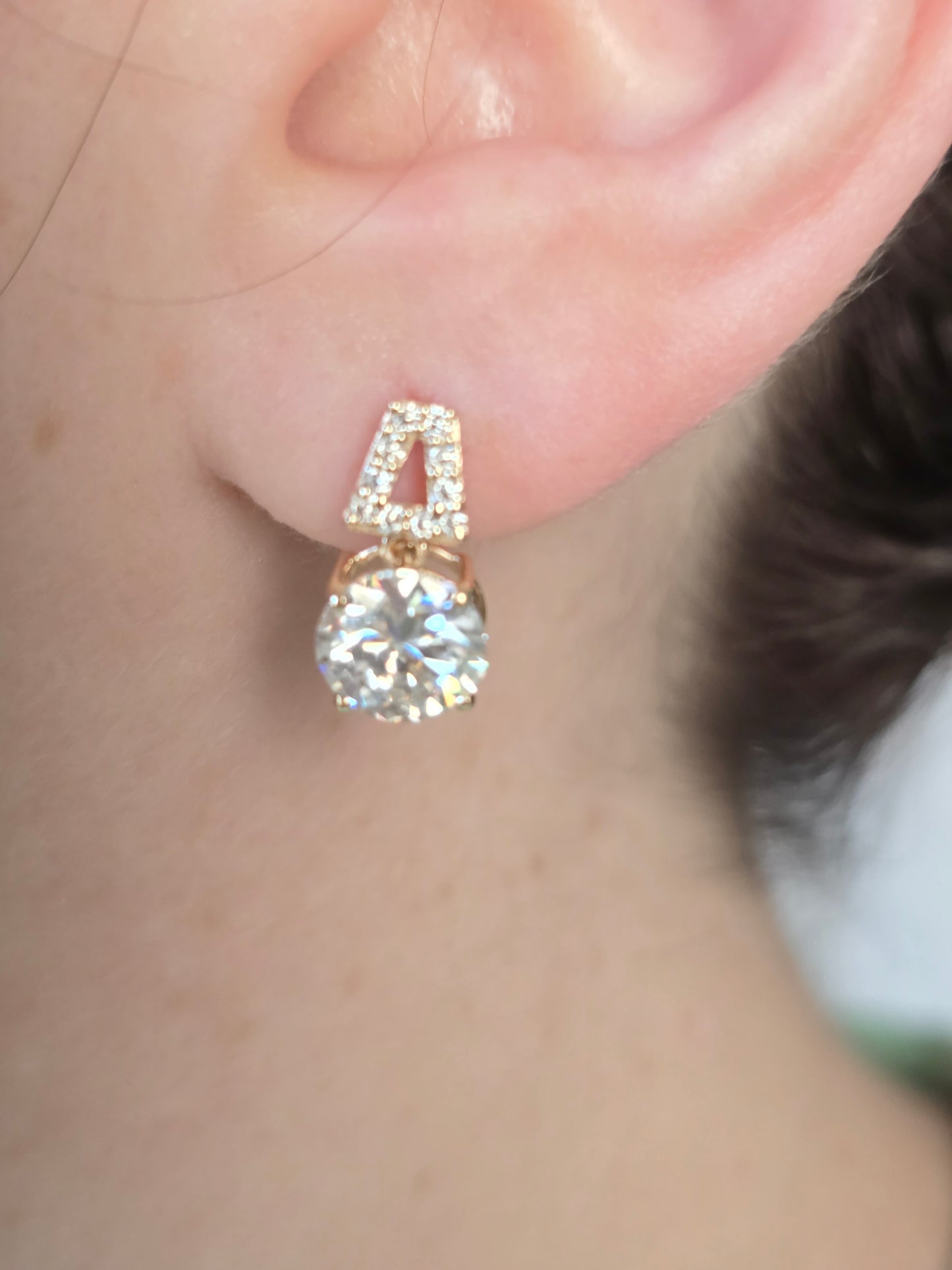 14K Yellow Gold Moissanite Earrings