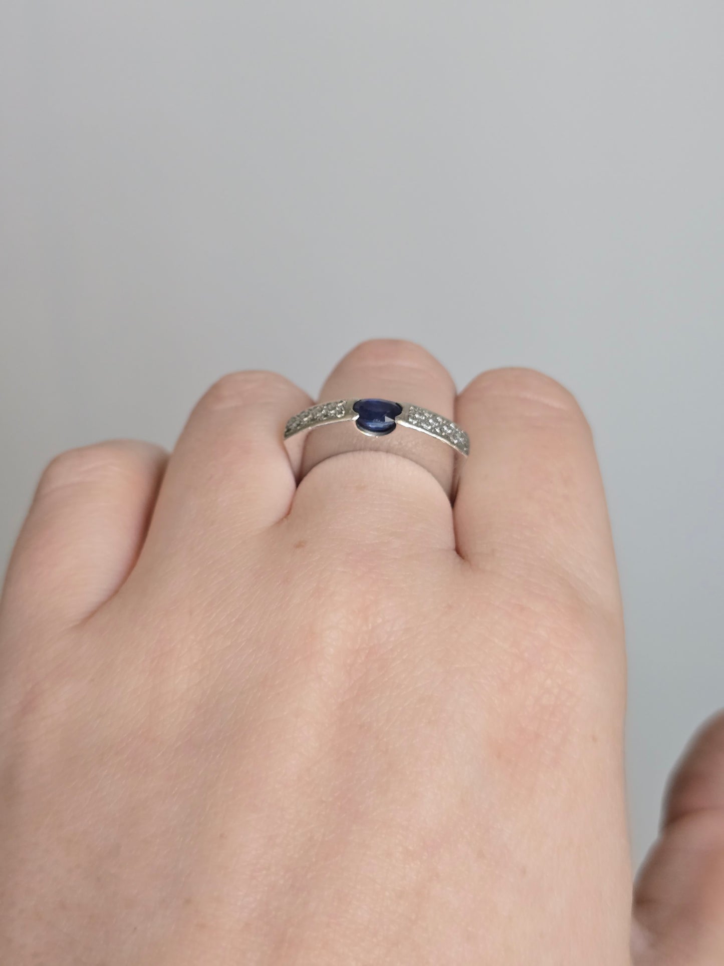Platinum Sapphire and Diamond Ring