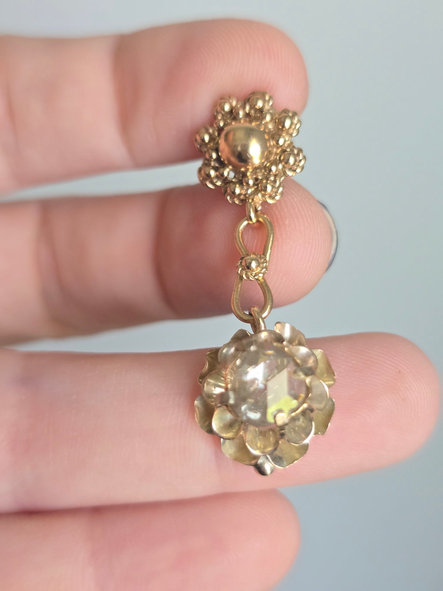 Vintage 14k and 10k Yellow Gold Diamond Earrings