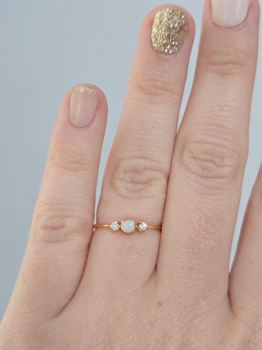 14K Gold Opal and Diamond Ring