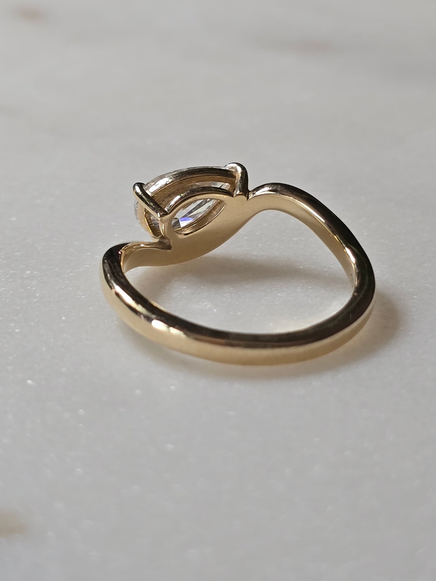 10k 1ct Pear Cut Lab Diamond Ring