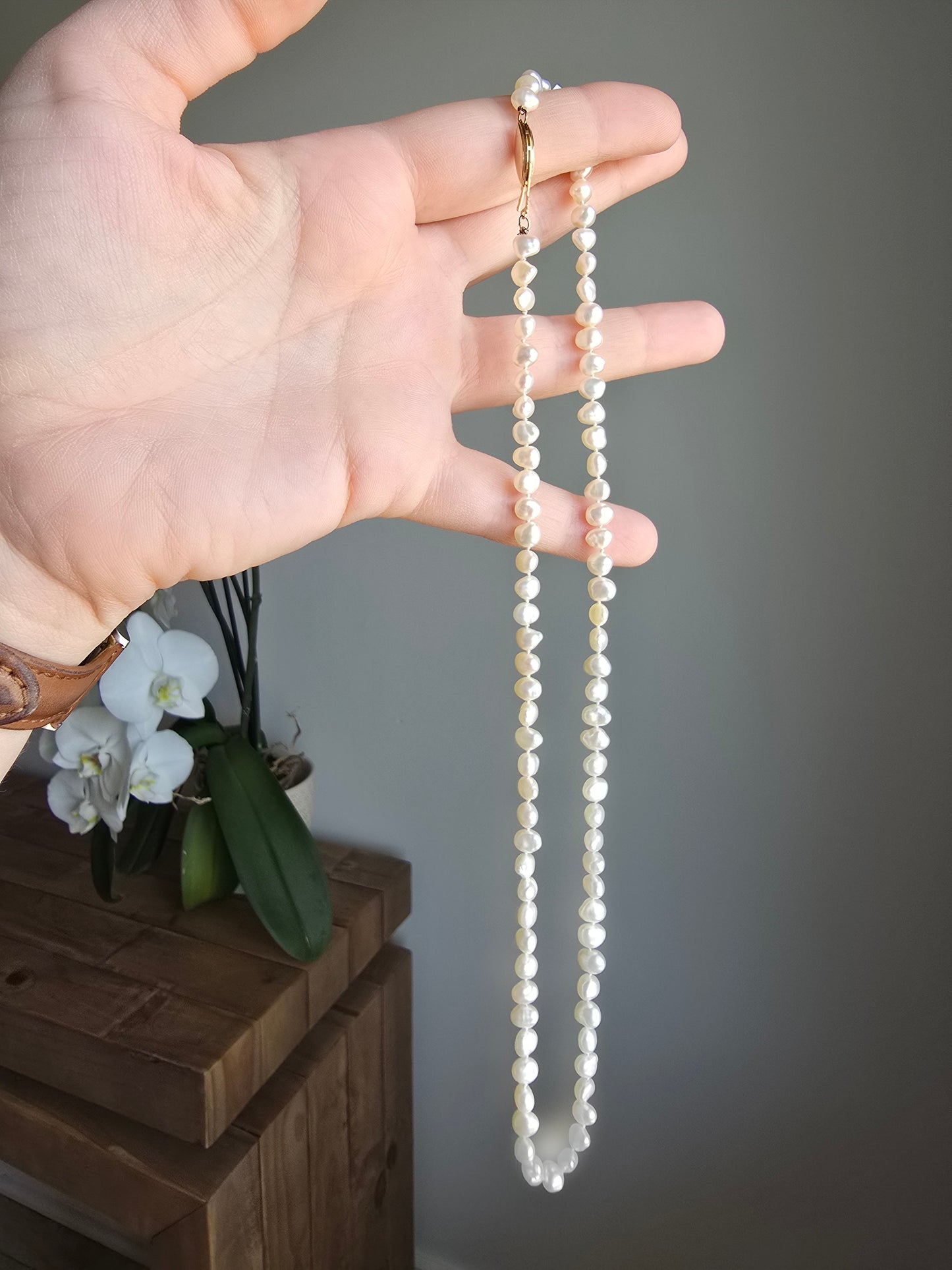 14K Yellow Gold Pearl Necklace