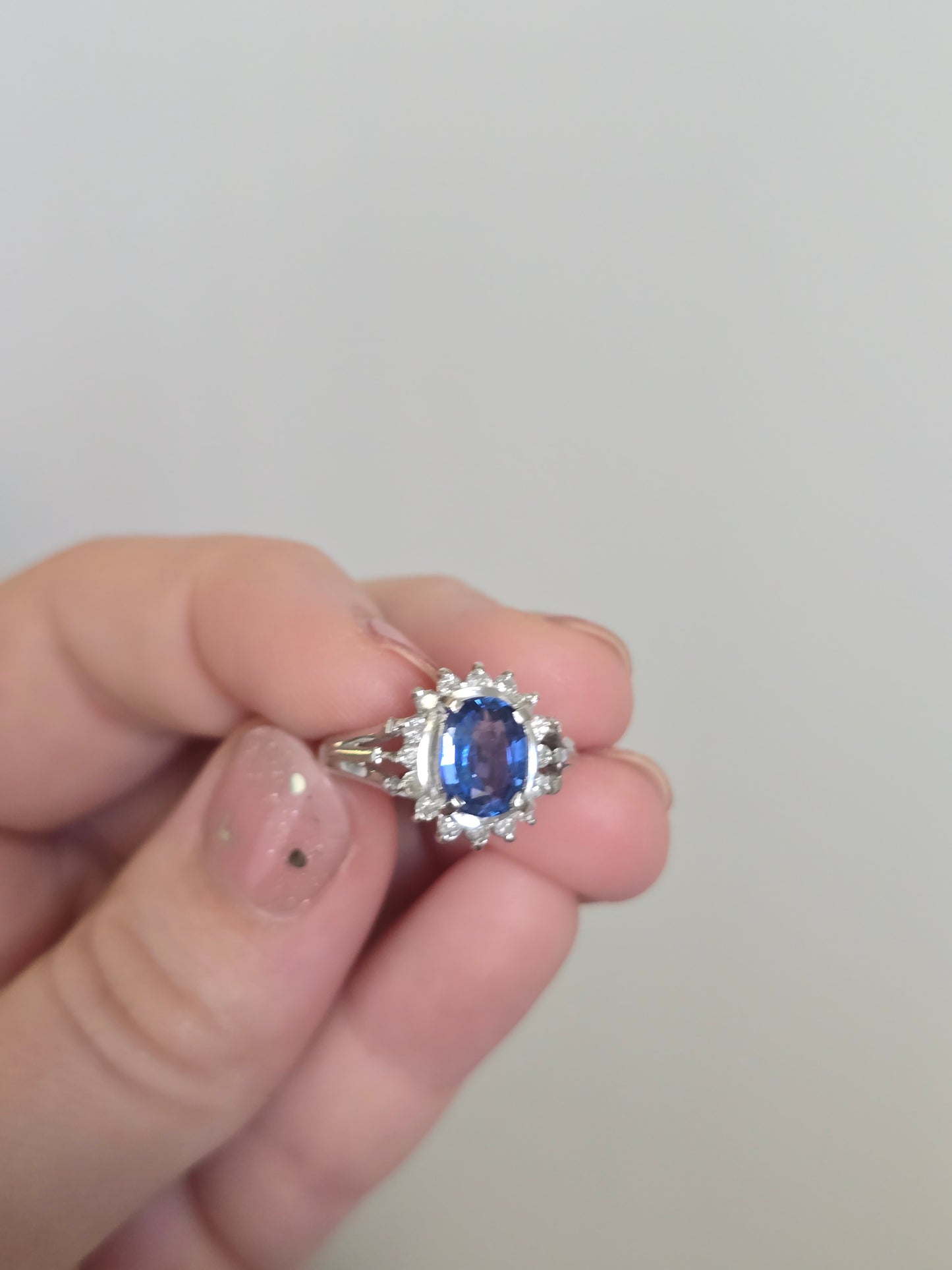 Platinum 1.32 CT Sapphire and Diamond Ring