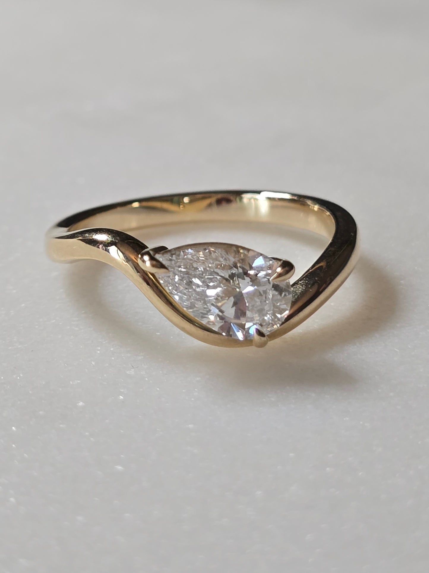 10k 1ct Pear Cut Lab Diamond Ring