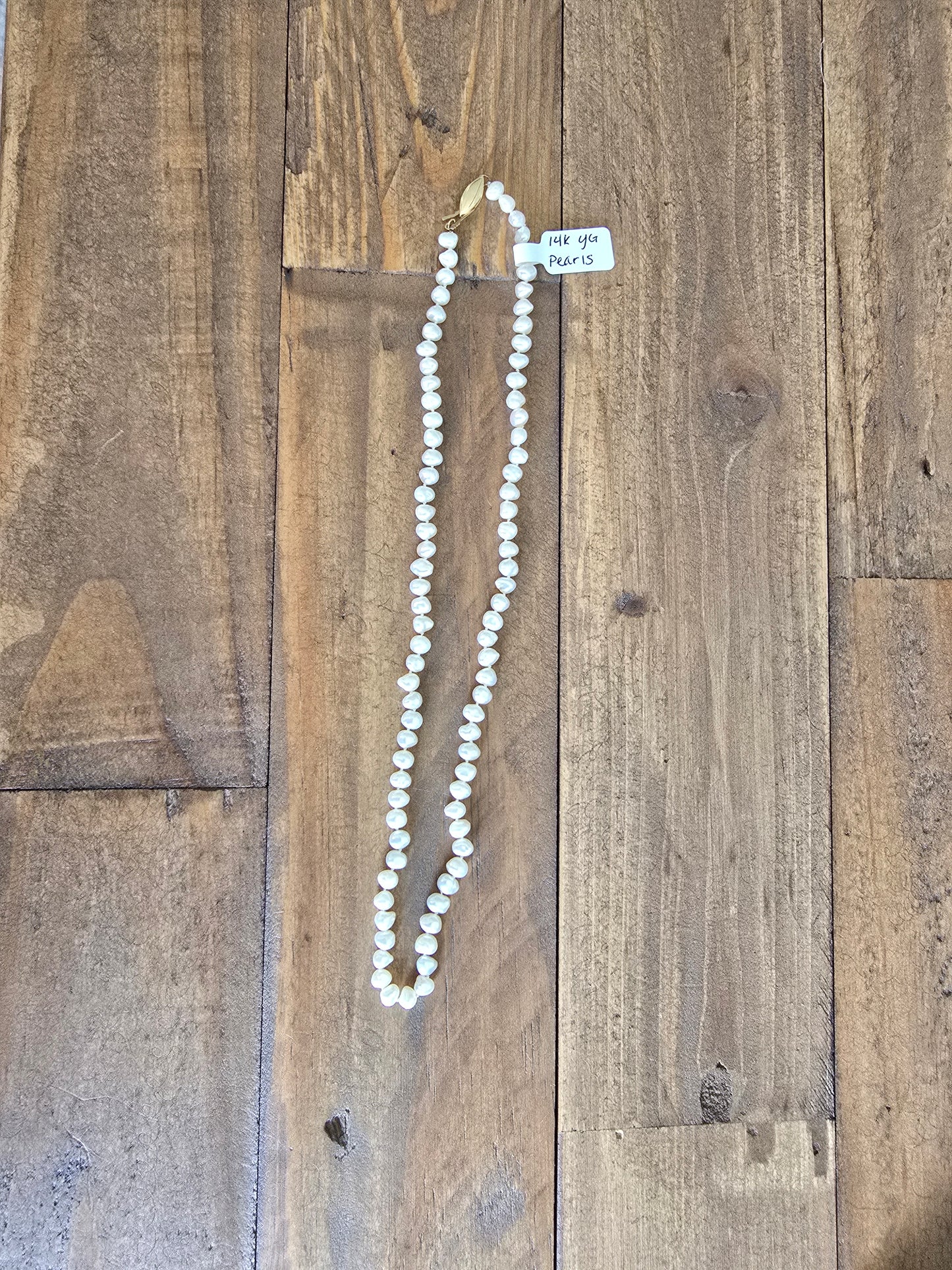 14K Yellow Gold Pearl Necklace