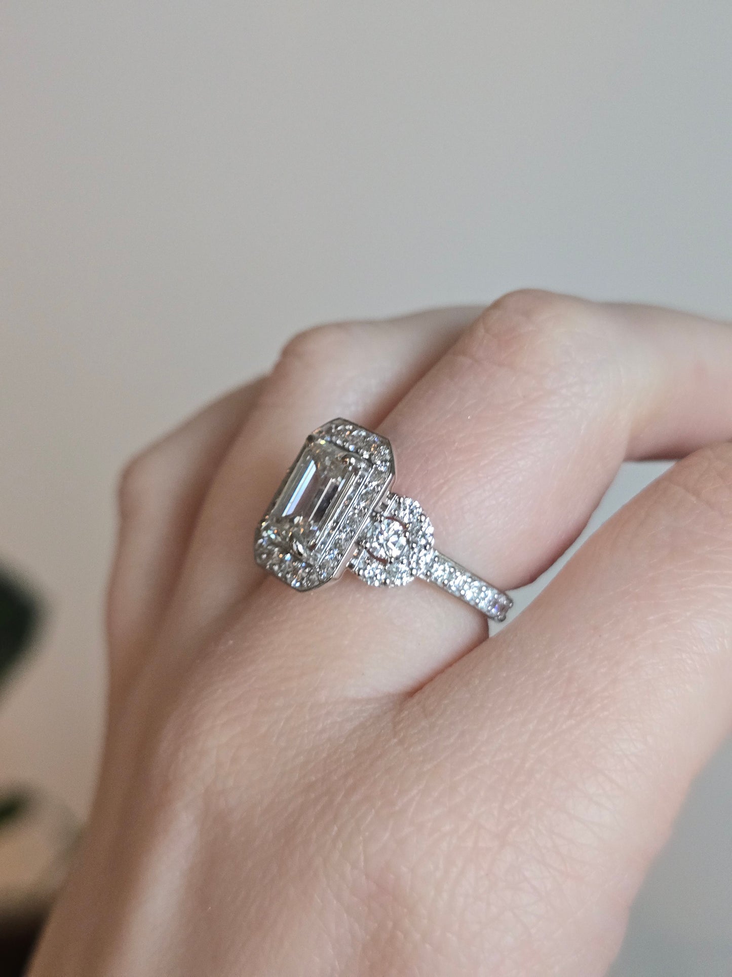 14kt White Gold 4.01ct Emerald Cut Lab Diamond Ring