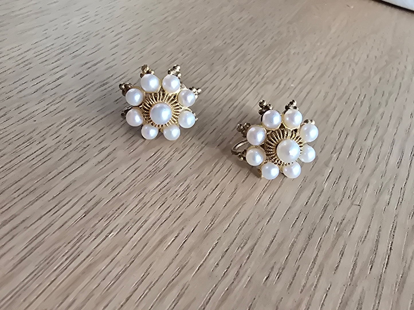 Vintage 14K Gold and Pearl Earrings