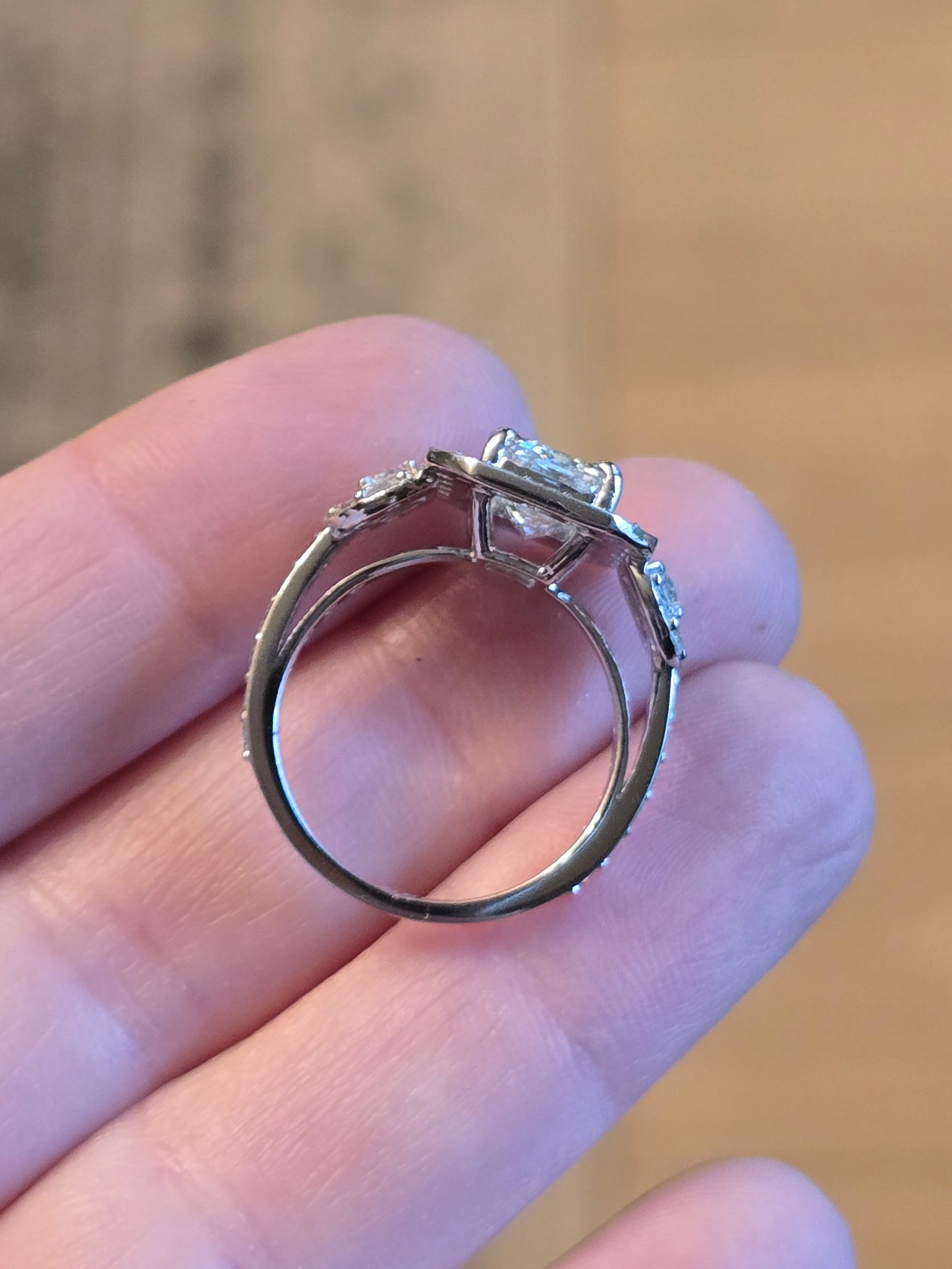 14kt White Gold 4.01ct Emerald Cut Lab Diamond Ring