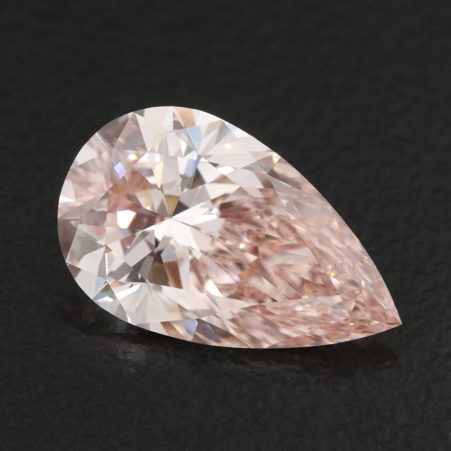 Loose 3.56 CT Pear Lab Grown Fancy Pink Diamond