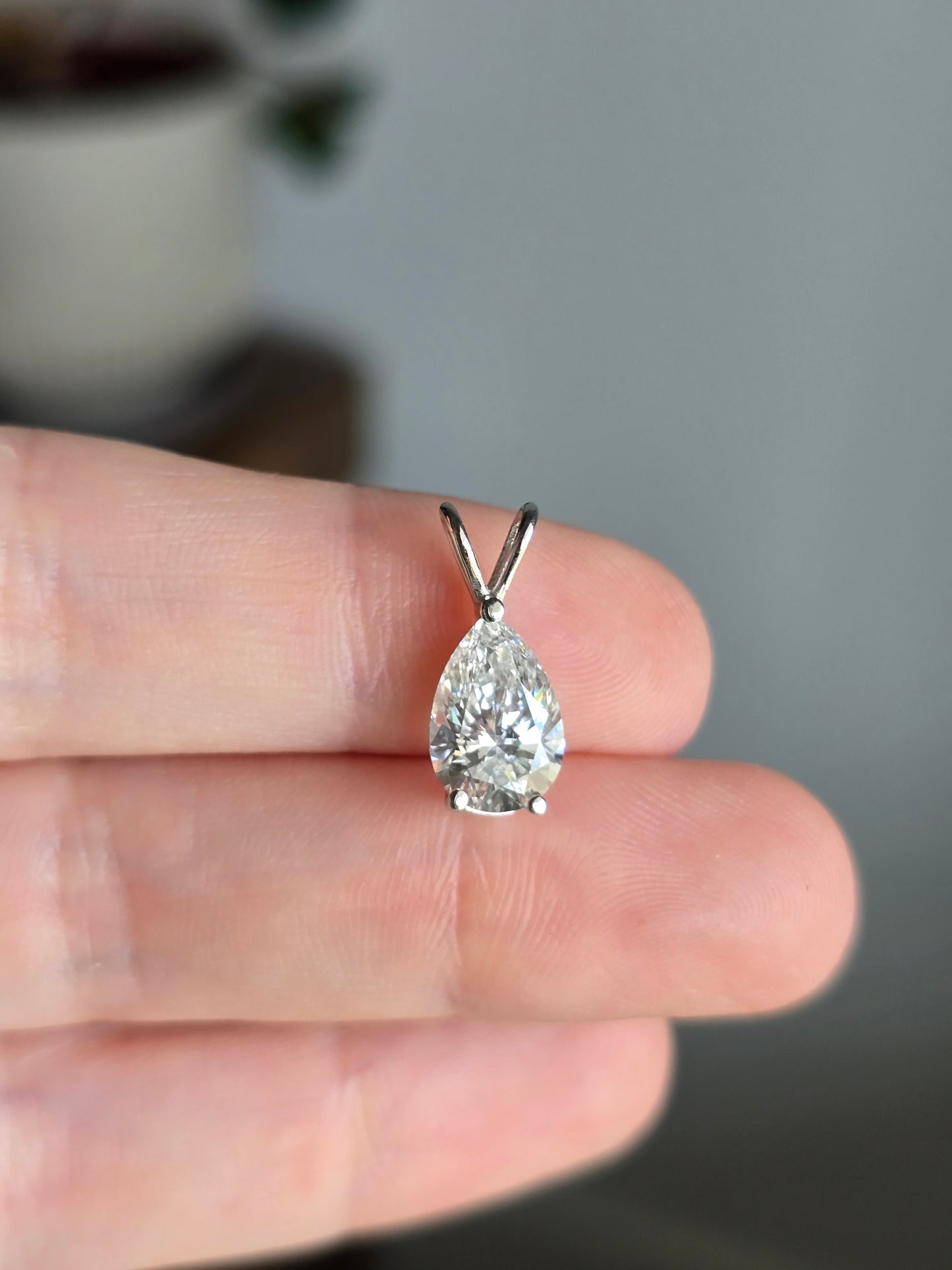 14k White Gold 2ct Lab Diamond Pendant