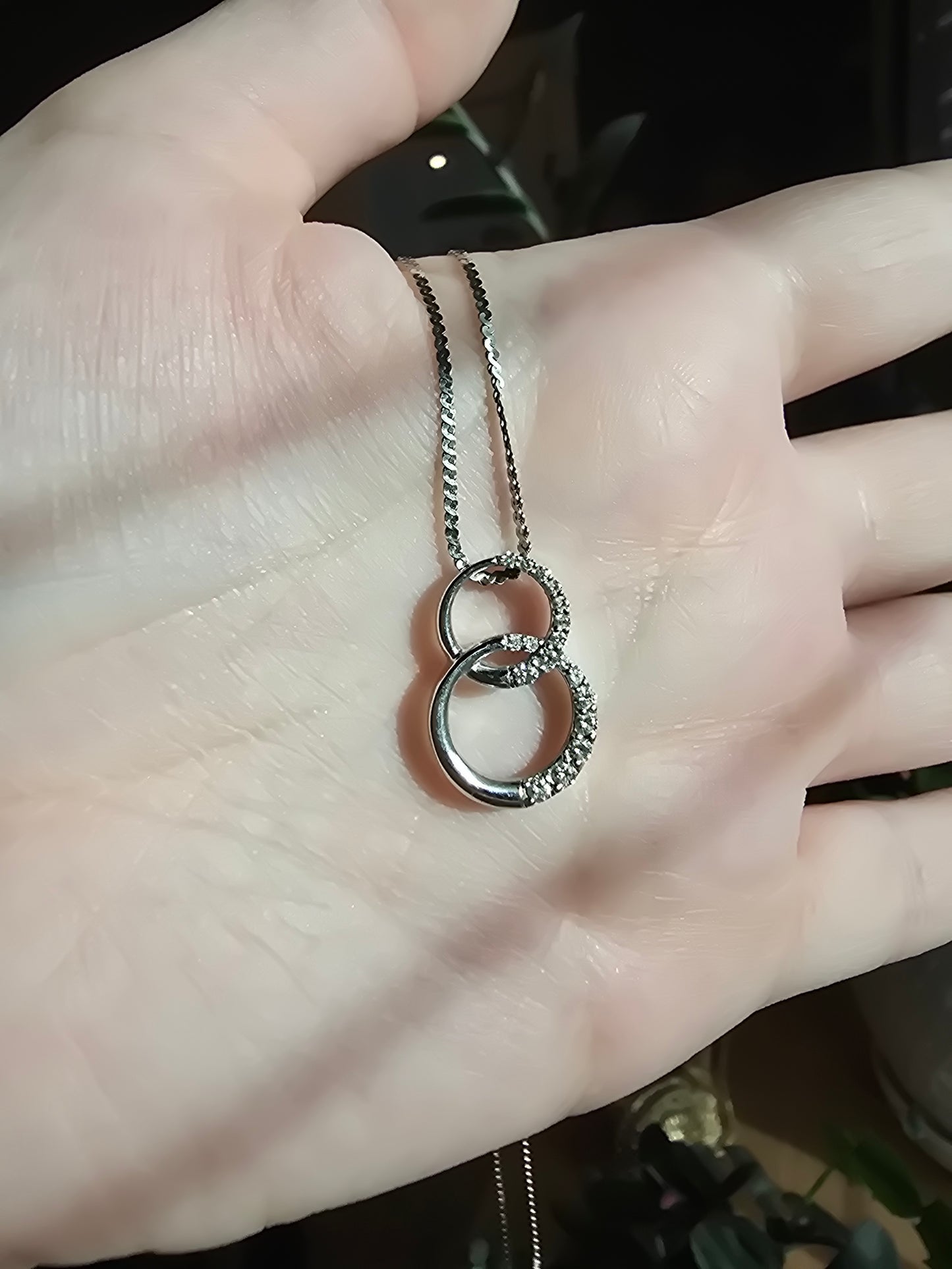 14K White Gold Double Ring Necklace