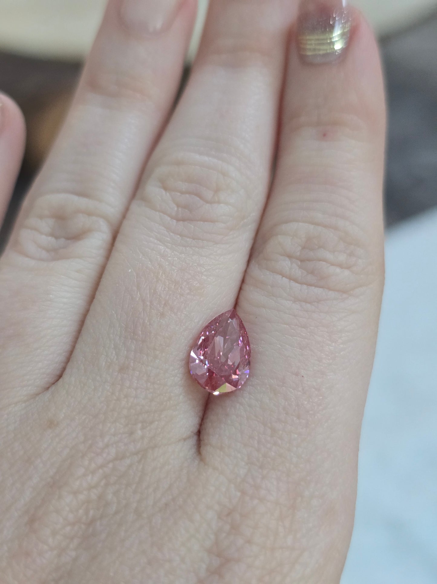 Fancy Pink 3.19ct Pear Lab Grown Diamond