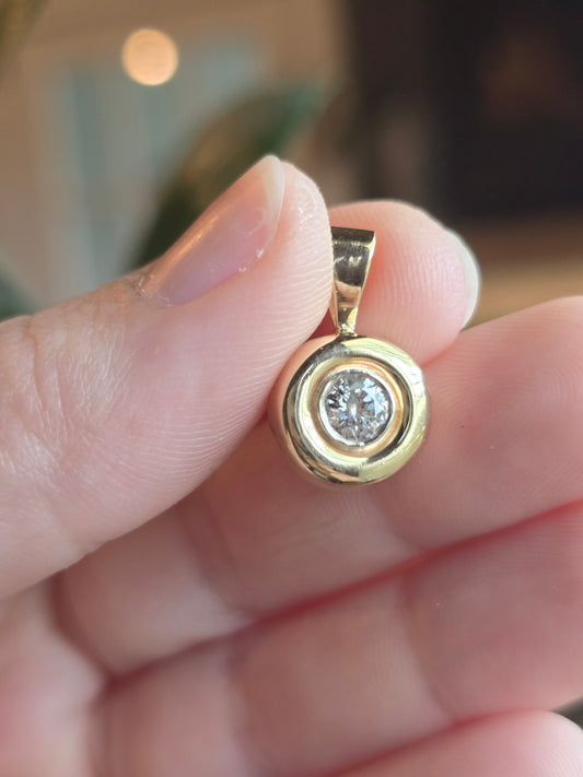 14K Yellow Gold 0.40 CT Diamond Solitaire Pendant