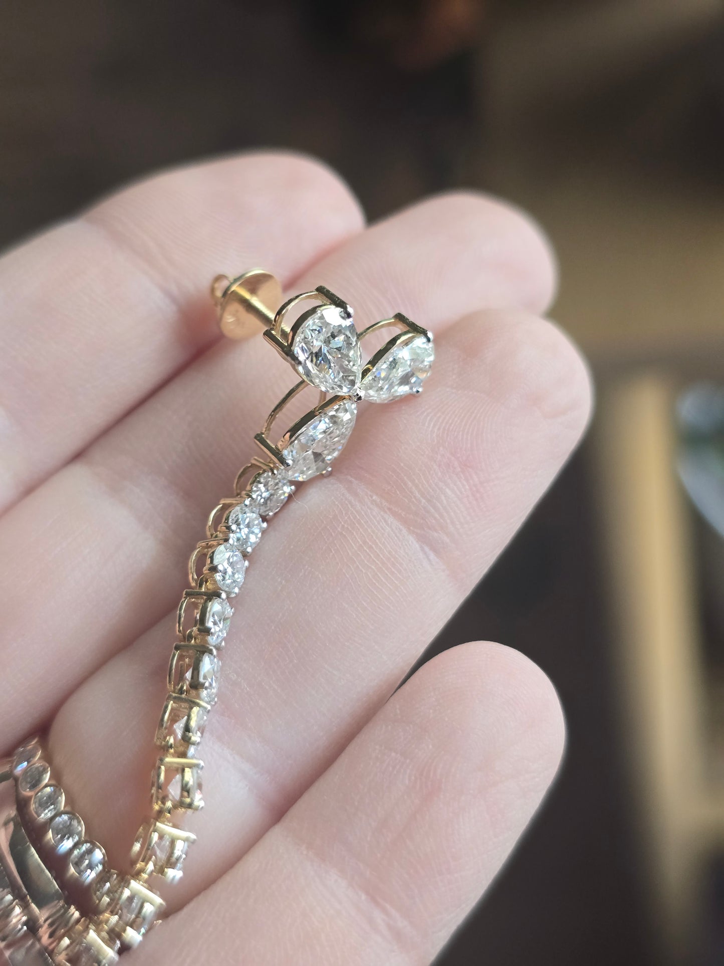 14k Gold 8.13 ct Lab Diamond Dangle Earrings