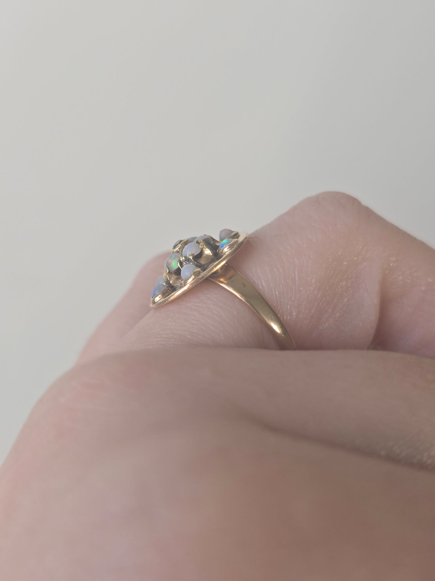 Antique 10K Opal and Diamond Ring