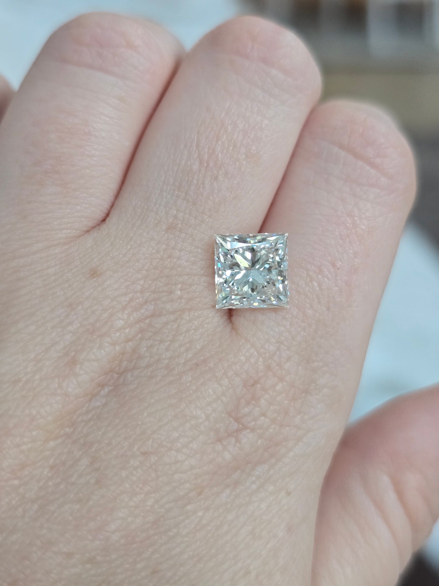 Loose 4.09 CT Princess Cut Lab Grown Diamond with IGI Report