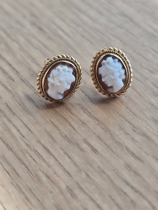 18K Cameo Stud Earrings